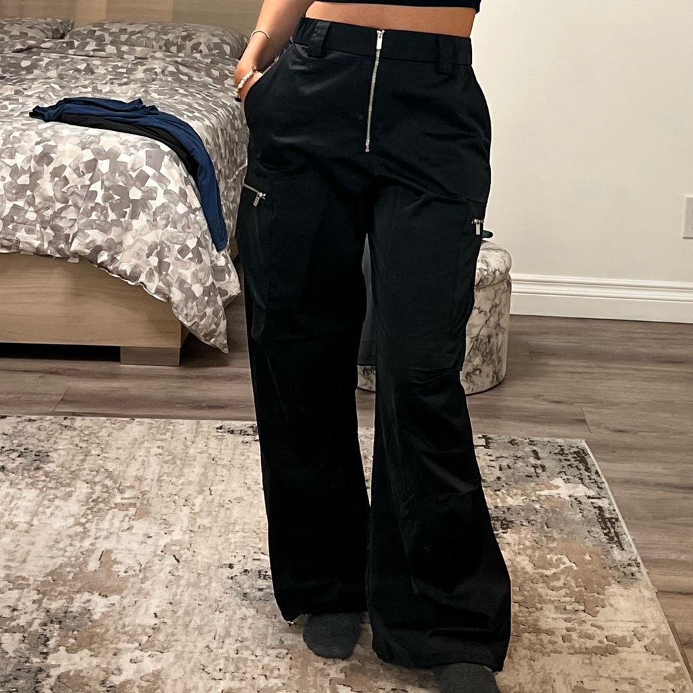 Zara satin pants with zippers